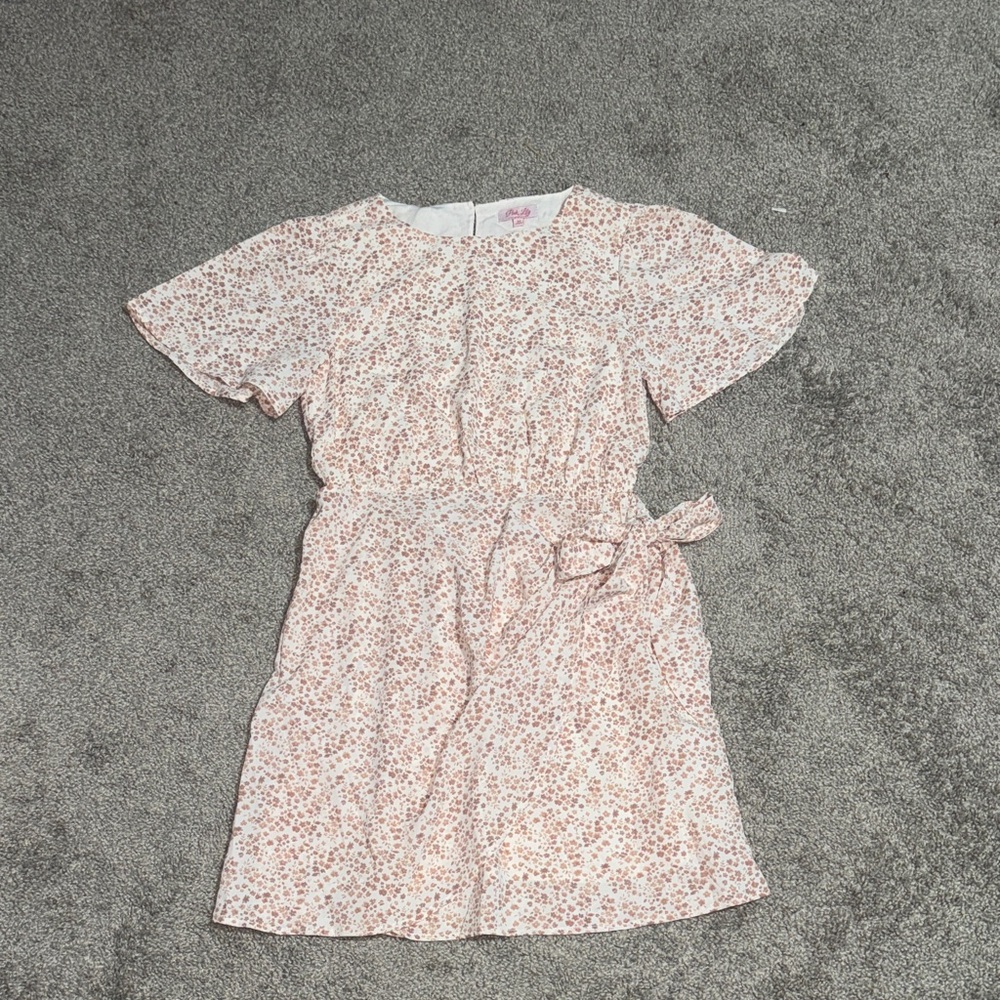 Pink Lily Floral Casual Dress - Pink and White